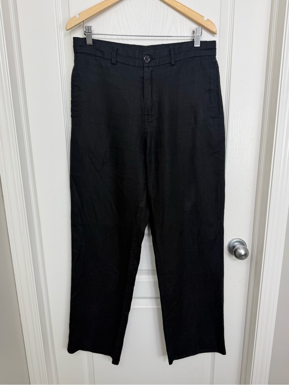 Vintage Linen Trouser Pants Women’s Size 32 Black 90s - Picture 2 of 8